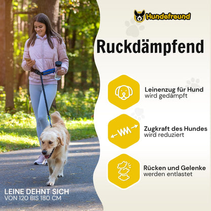 Joggingleine von Hundefreund in Blau mit Ruckdämpfung beim Laufen