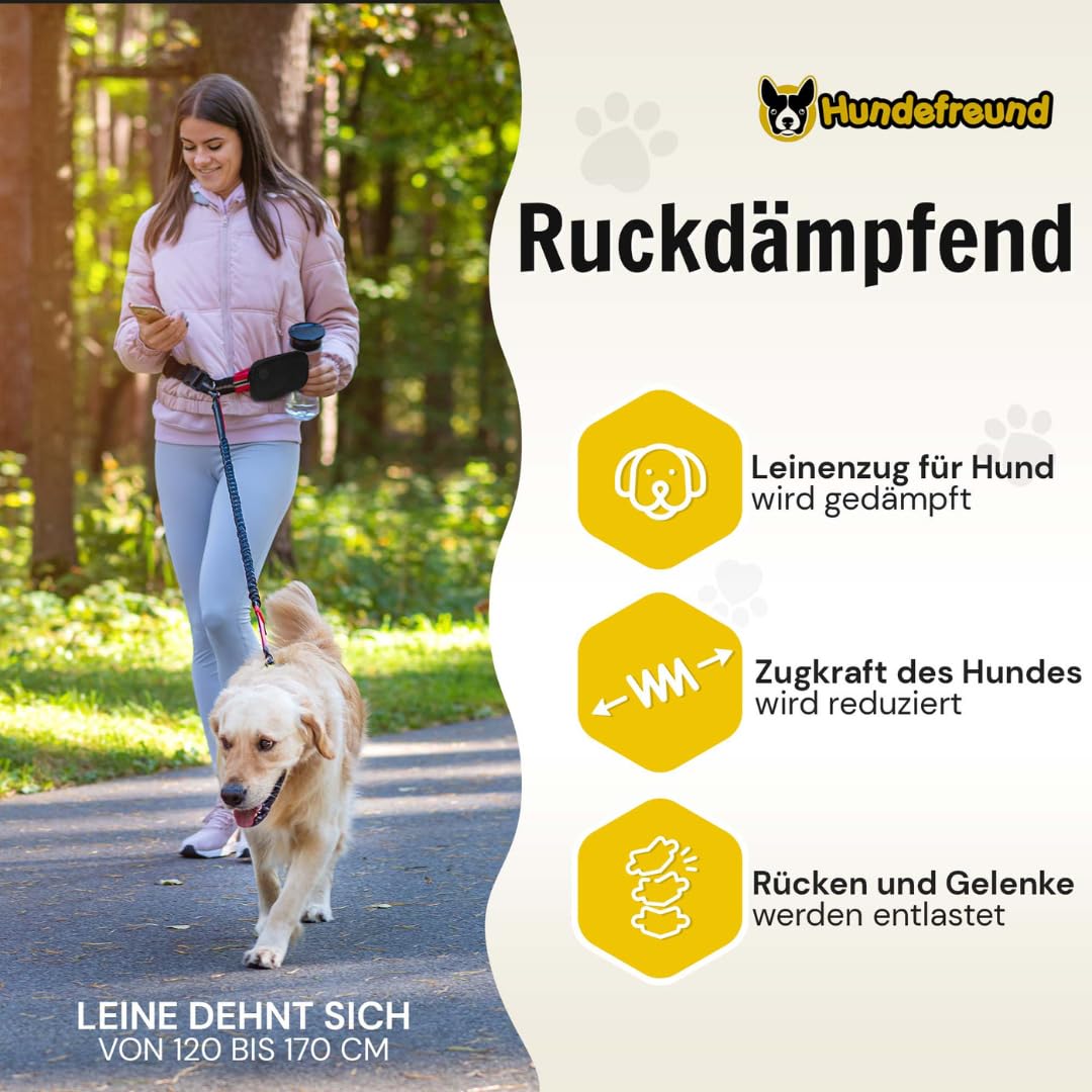 Joggingleine von Hundefreund in Rot mit Ruckdämpfung beim Joggen