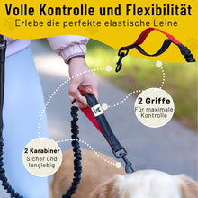 Bungeeteil für Joggingleine von Hundefreund in Rot-Schwarz, Ansicht der beiden Handschlaufen