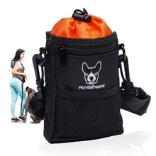 Kleiner Futterbeutel von Hundefreund in Schwarz-Orange mit Flaschenhalter