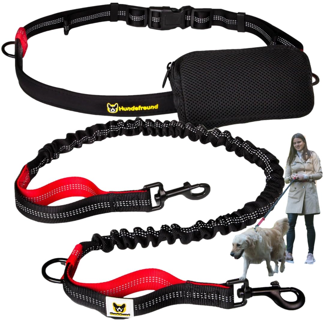 Joggingleine mit gepolstertem Laufgurt von Hundefreund in Rot, Gesamtansicht
