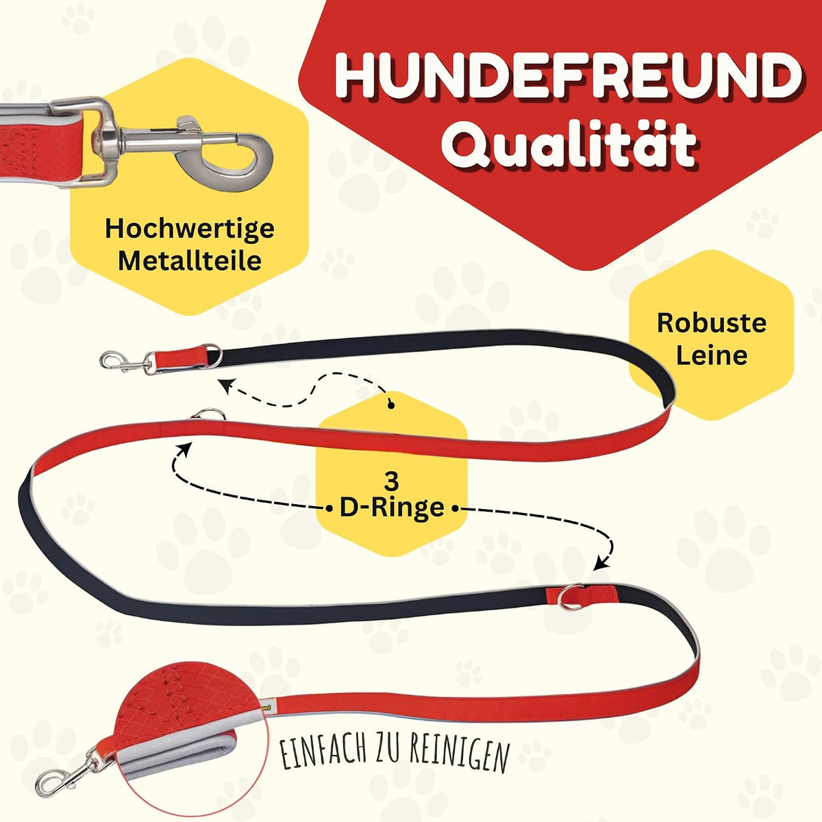 6-in-1 Multifunktionsleine von Hundefreund zum Umhängen über die Schulter