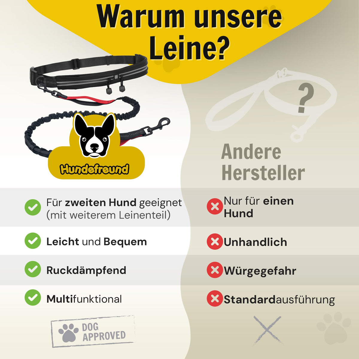 Joggingleine mit Bauchgurt in Schwarz für mittelgroße und große Hunde – Bild 7 von 7