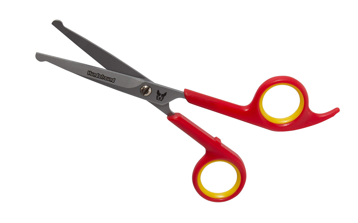 Hundeschere von Hundefreund mit Innenring aus Gummi und Fingerstütze