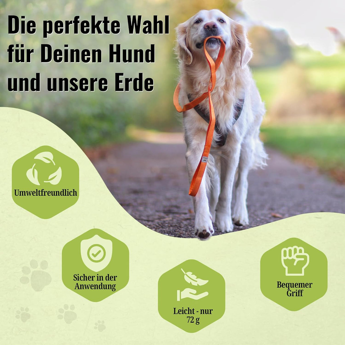 Recycelte Hundeleine von Hundefreund mit atmungsaktivem Handgriff