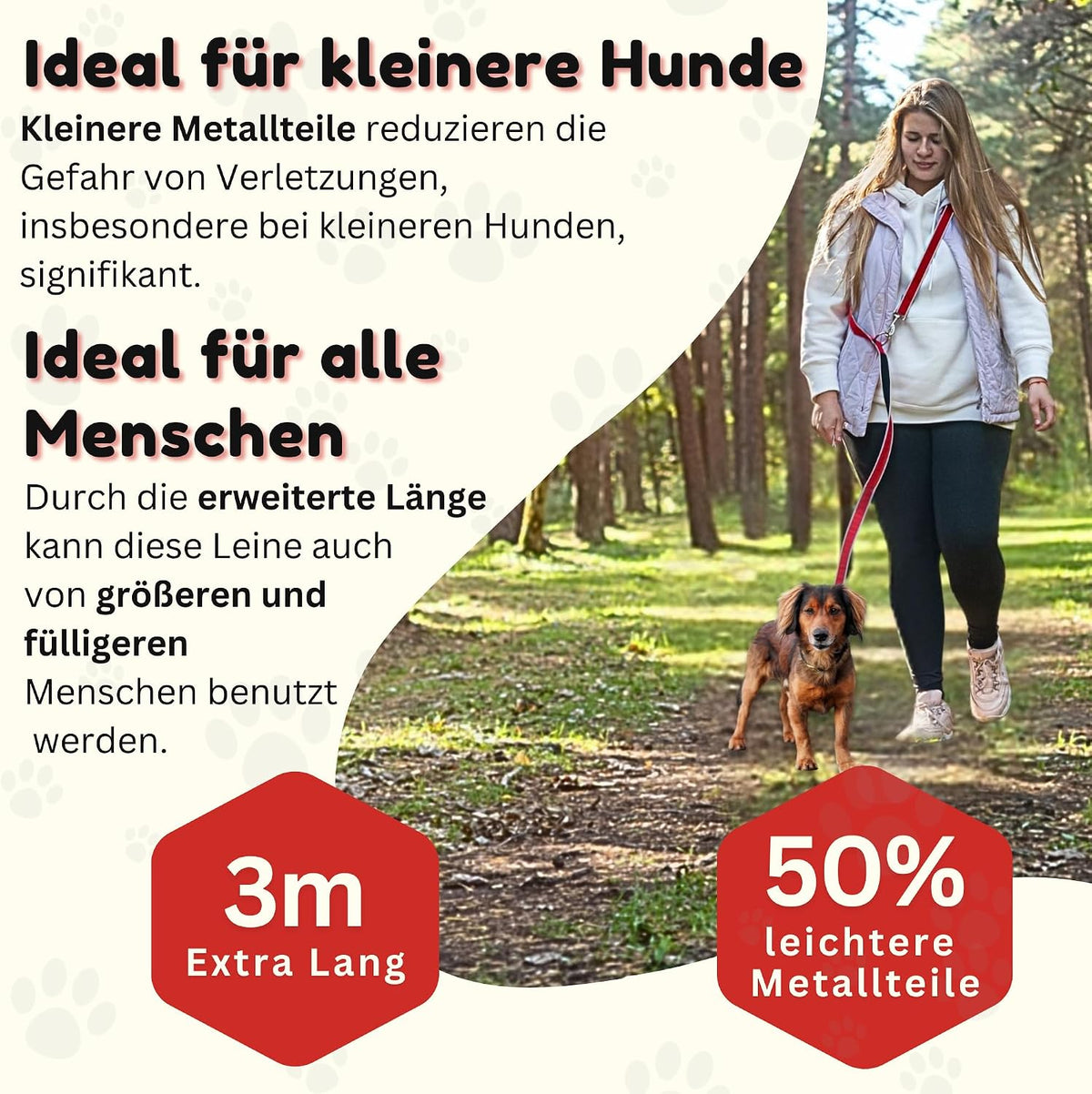 6-in-1 Multifunktionsleine von Hundefreund als Doppelleine für zwei Hunde