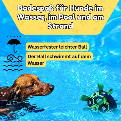 Hundefußball von Hundefreund in Grün im Einsatz im Wasser