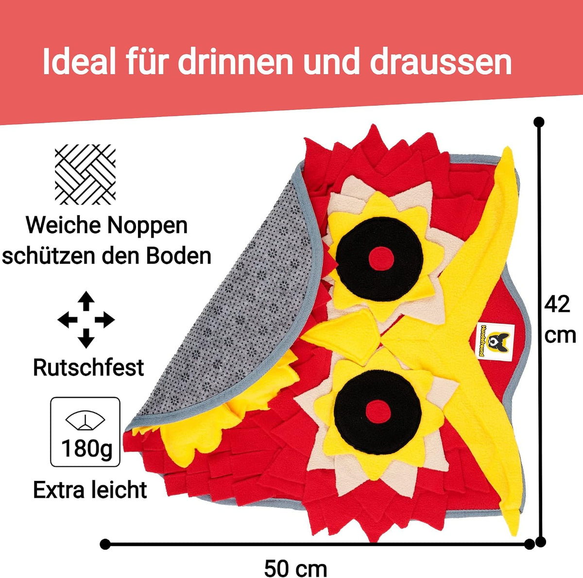 Kleiner Schnüffelteppich Eule von Hundefreund mit Schnüffelelementen zum Verstecken von Leckerlis