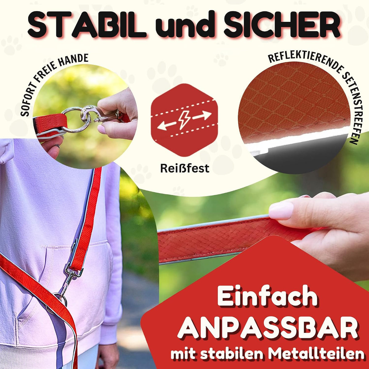 6-in-1 Multifunktionsleine von Hundefreund mit rostfreien Metallteilen