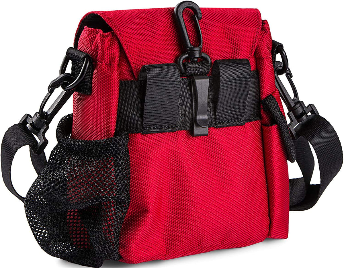 Futtertasche von Hundefreund in Rot mit Schultergurt, Rückansicht