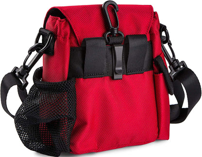 Futtertasche von Hundefreund in Rot mit Schultergurt, Rückansicht
