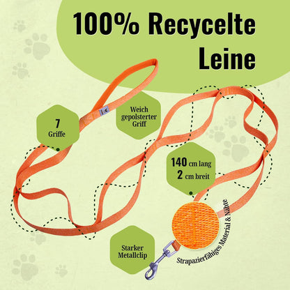 Recycelte Hundeleine von Hundefreund mit 7 Griffen für unterschiedliche Distanzen