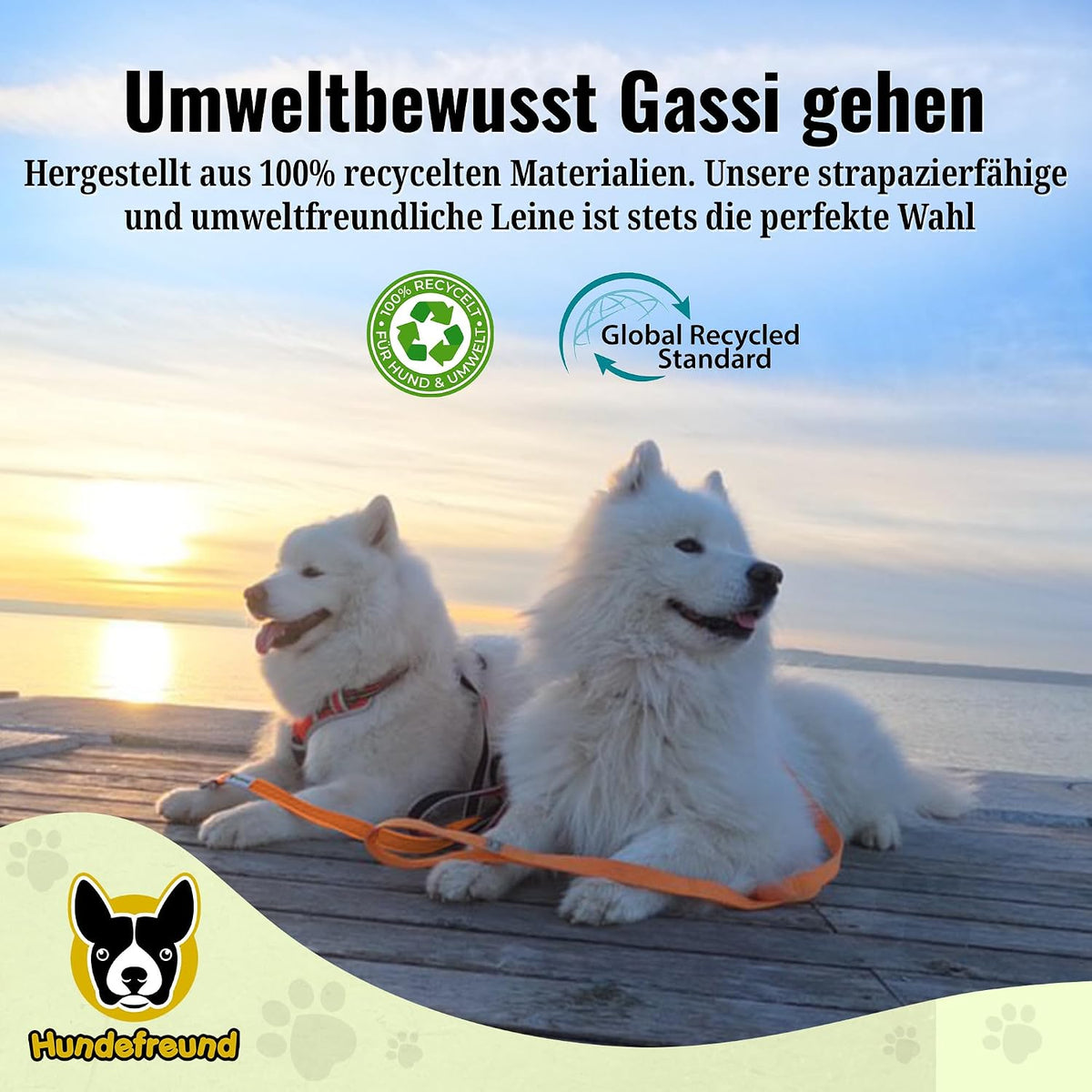 Recycelte Hundeleine von Hundefreund aus 100 % recyceltem Polyester