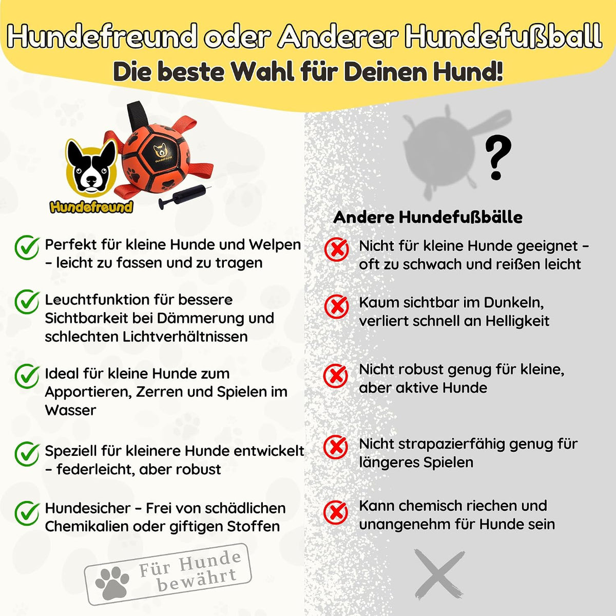 Hundefußball 12 cm von Hundefreund in Orange im Einsatz beim Spielen