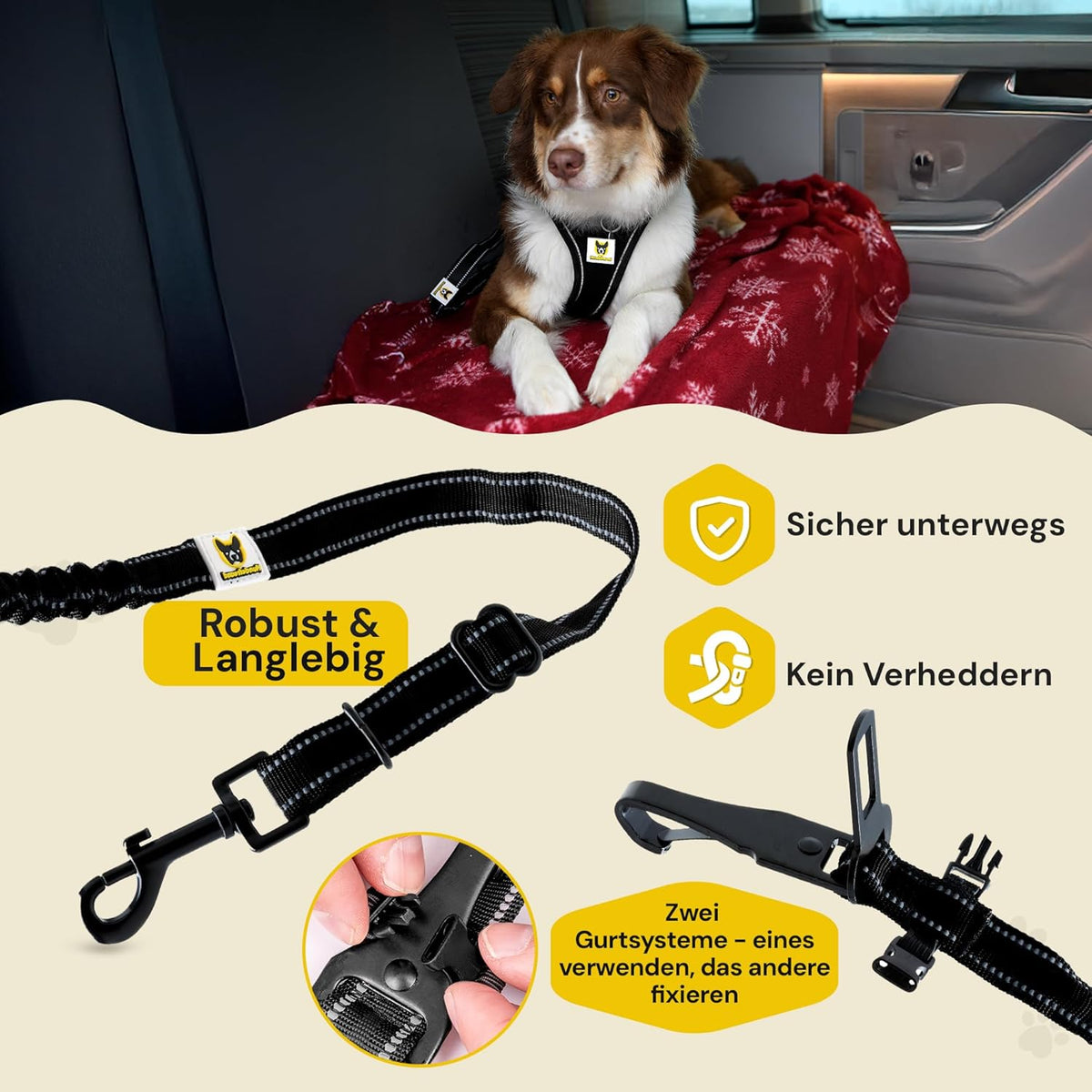 Hundegurt fürs Auto von Hundefreund mit Ruckdämpfer im Detail