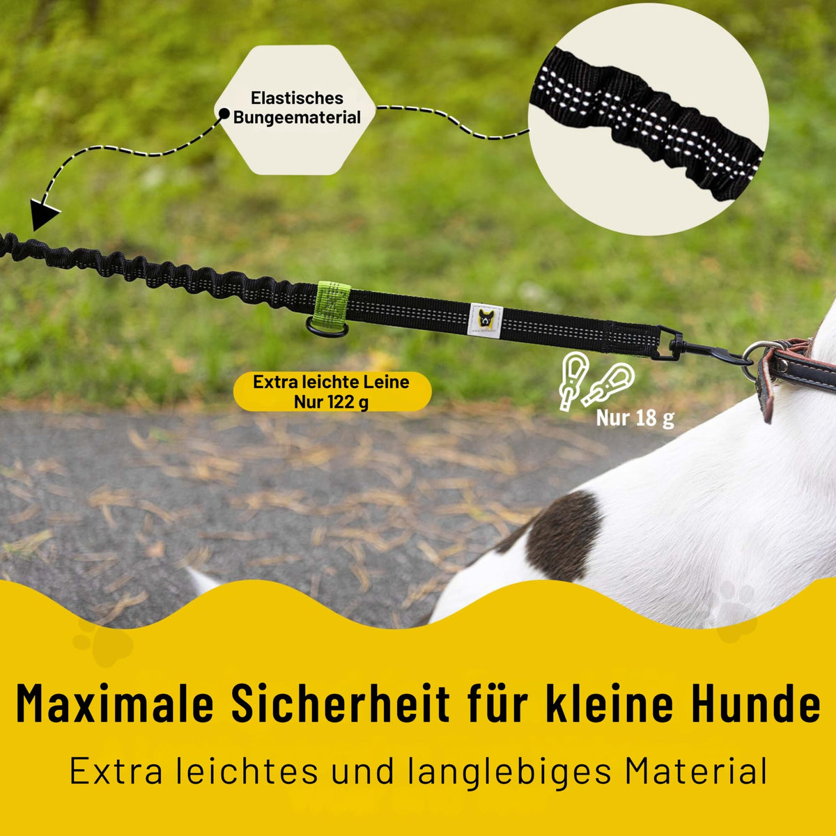 Bungeeteil von Hundefreund in Grün, Detailansicht des dehnbaren Leinenteils