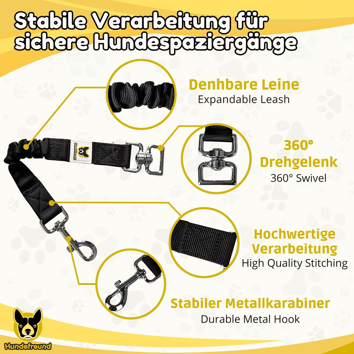 Ruckdämpfer von Hundefreund in Schwarz mit stabiler Verbindung