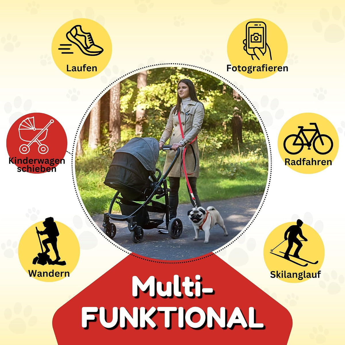6-in-1 Multifunktionsleine von Hundefreund, verstellbar in sechs Längen
