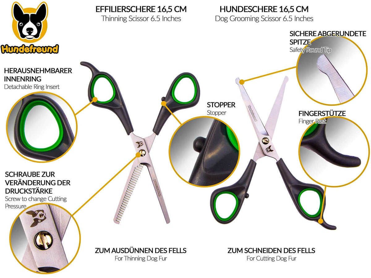 Effilierschere von Hundefreund mit einseitiger Zahnung, 16,5 cm