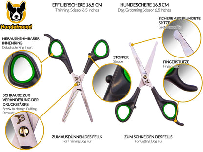 Effilierschere von Hundefreund mit einseitiger Zahnung, 16,5 cm