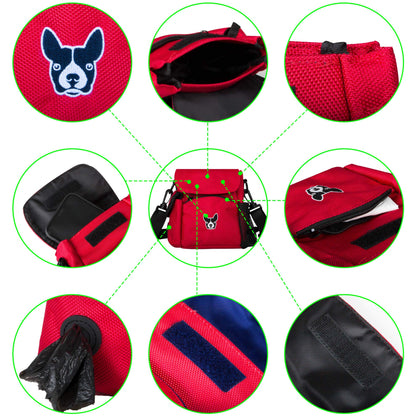 Futtertasche von Hundefreund in Rot, Detailansicht der vier Fächer
