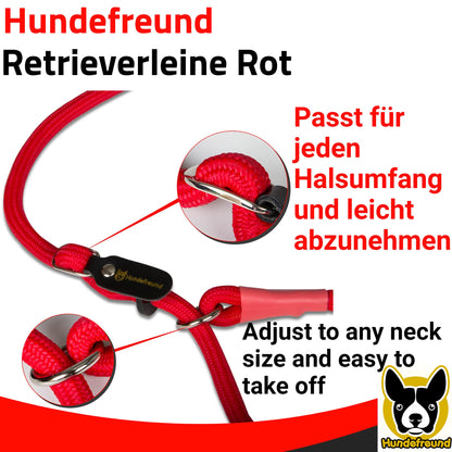 Retrieverleine von Hundefreund in Rot, passend für jeden Halsumfang