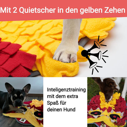 Kleiner Schnüffelteppich Eule von Hundefreund, gefaltet und leicht zu transportieren