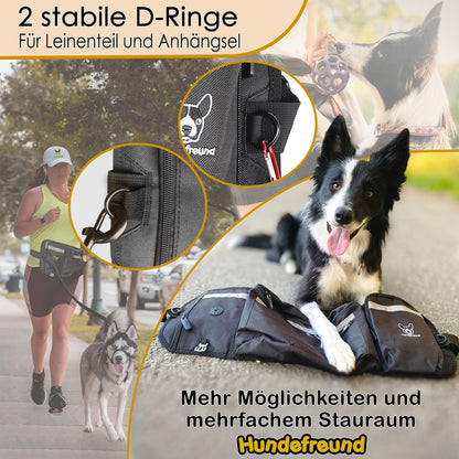 XXL-Leckerlitasche von Hundefreund in Schwarz mit zwei D-Ringen für Leine und Hundemarke