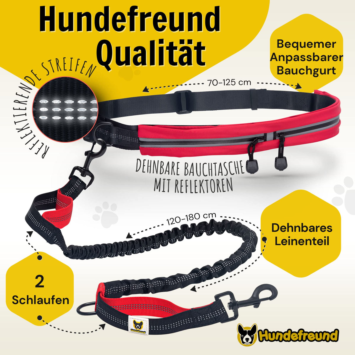Joggingleine von Hundefreund in Rot, Detail von Karabiner und Nähten