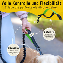 Bungeeteil für Joggingleine von Hundefreund in Grün-Schwarz, Ansicht der beiden Handschlaufen