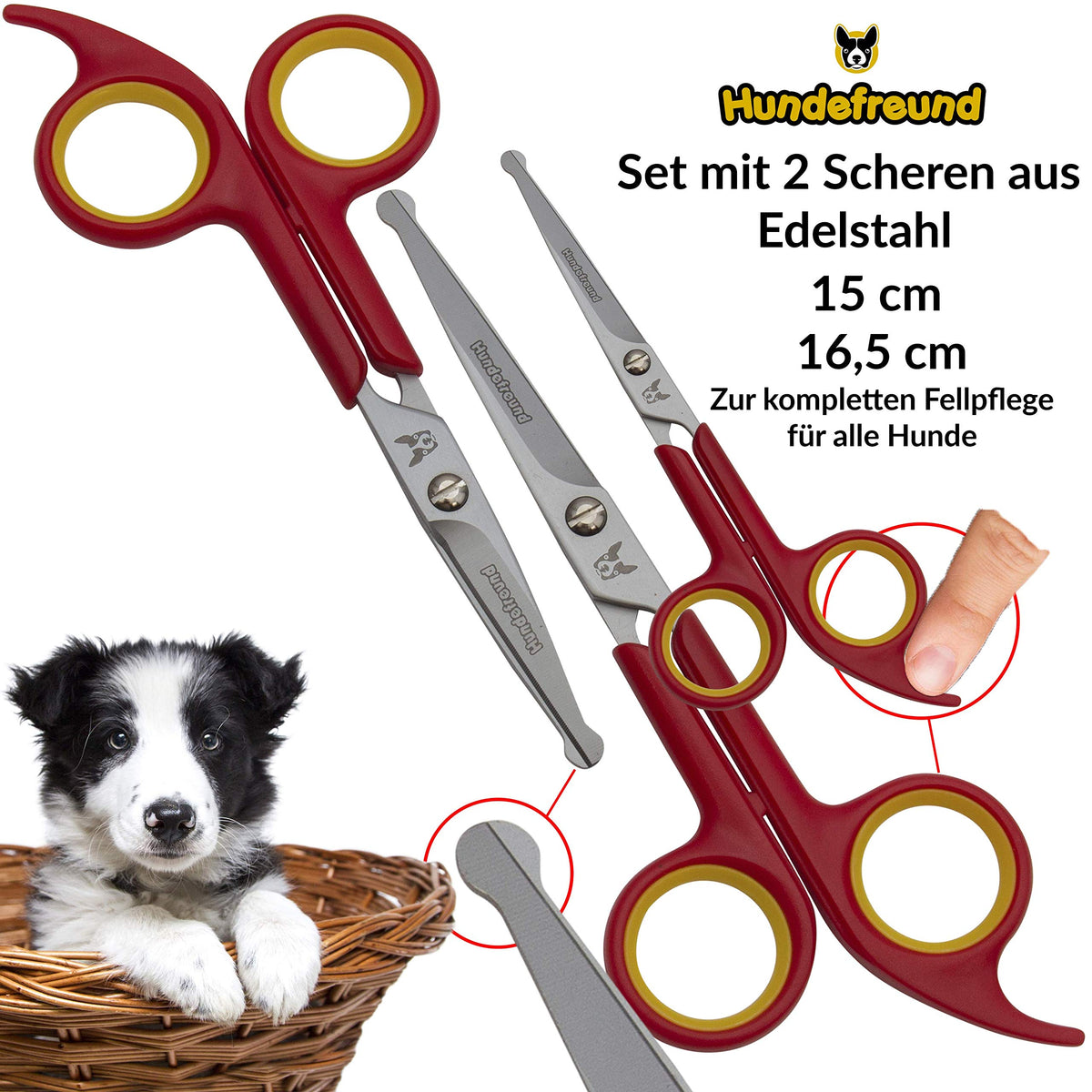 Hundeschere von Hundefreund mit Mikrozahnung, 15 cm