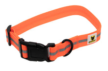 Weiches Hundehalsband von Hundefreund in Neon Orange mit reflektierendem Streifen, Steckschnalle und D-Ring