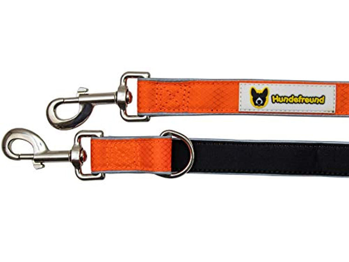 6-in-1 Multifunktionsleine von Hundefreund in Orange-Schwarz mit reflektierenden Elementen