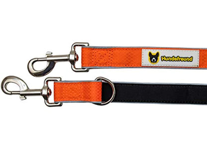 6-in-1 Multifunktionsleine von Hundefreund in Orange-Schwarz mit reflektierenden Elementen