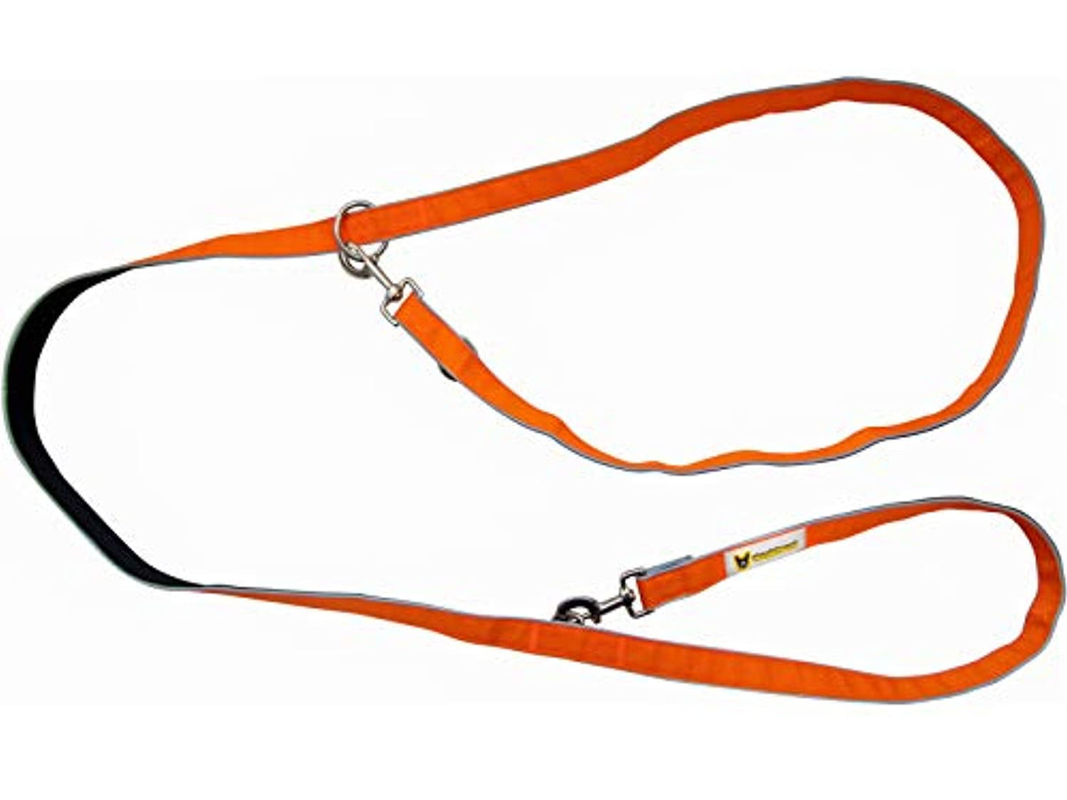 6-in-1 Multifunktionsleine von Hundefreund in Orange-Schwarz mit kurzer Einstellung