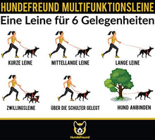 6-in-1 Multifunktionsleine von Hundefreund in Orange-Schwarz mit Karabiner in der Nahaufnahme