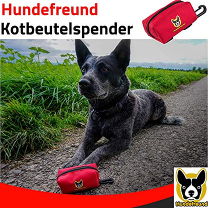 Kotbeutelspender von Hundefreund in Rot mit Blick auf die Maße von 9 × 5 × 4 cm