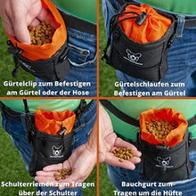 Kleiner Futterbeutel von Hundefreund in Schwarz-Orange mit Hauptfach und Kordelzug