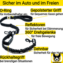 Autoleine mit Hundegurt von Hundefreund in Schwarz mit Übersicht der Ausstattung